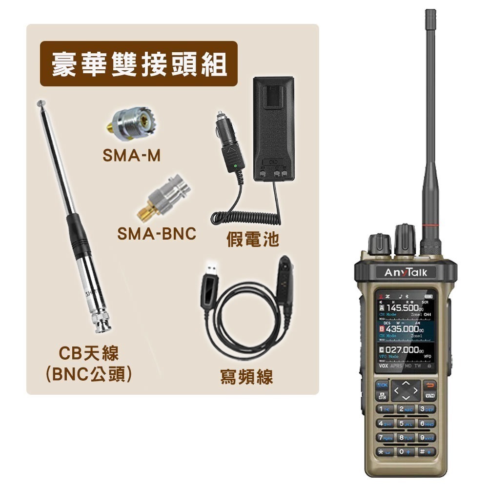 【AnyTalk】RT-950PRO 10W 三等業餘無線對講機 三頻段 航空 APRS GPS 一鍵對頻-規格圖8