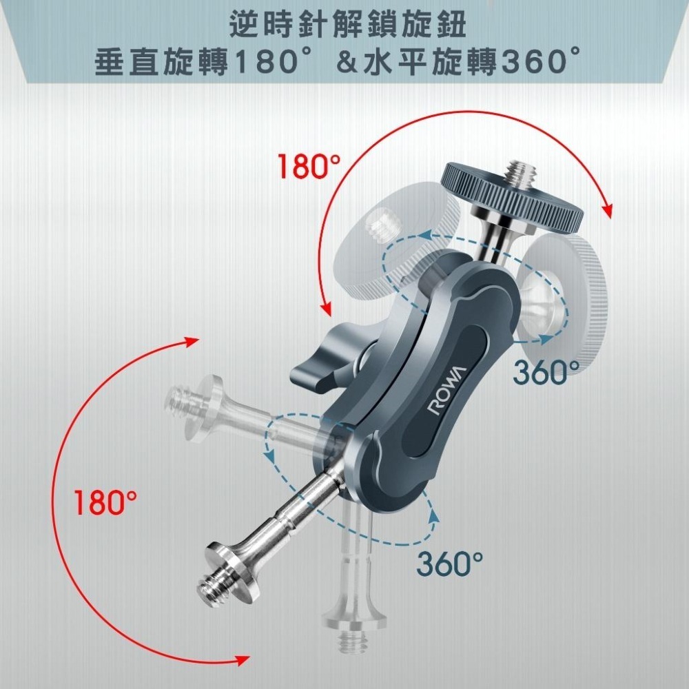 【ROWA】鋁合金 萬向怪手 魔術手臂 通用直播拍照 怪手支架 補光燈外接豌豆夾 監視器魔術手臂 手機直播蟹鉗夾支架-細節圖4