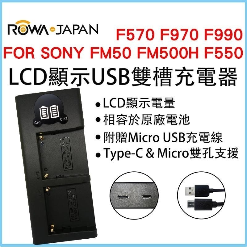 【ROWA 樂華】FOR SONY F550 F750 F970 F990 LCD顯示 Type-C 雙槽充電器 雙充-細節圖3