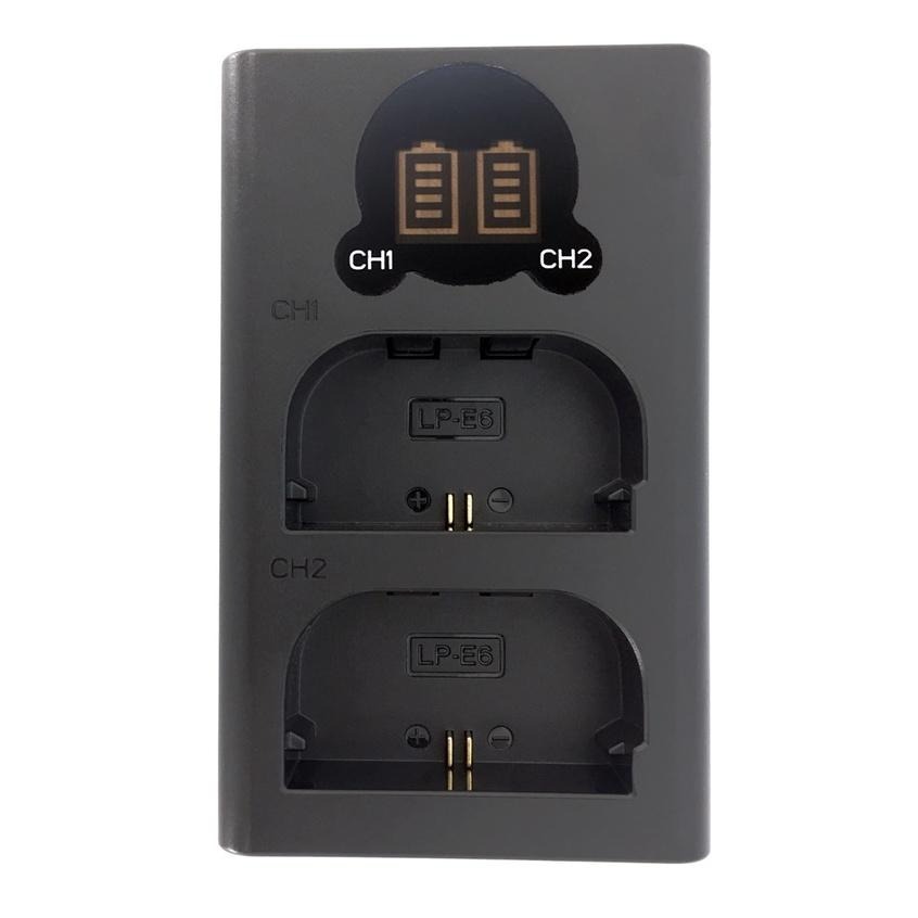 【ROWA樂華】FOR CANON LP-E6 LCD顯示 MicroUSB/Type-C USB 雙槽充電器 雙充-細節圖2