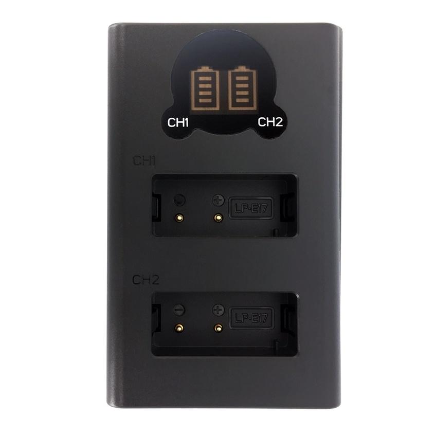 ROWA 樂華 FOR CANON LP-E17 LCD顯示 MicroUSB / Type-C USB雙槽充電器 雙充-細節圖2