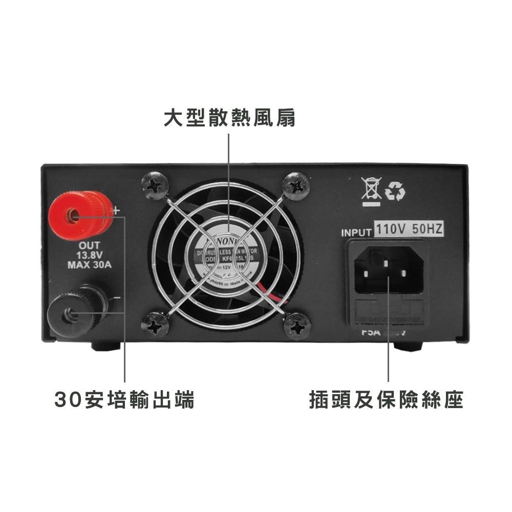 DWC30WIN 彩屏電源供應器 30A 車機電源供應器 無線電基地台專用 電壓可調7.5V~15.8V-細節圖5