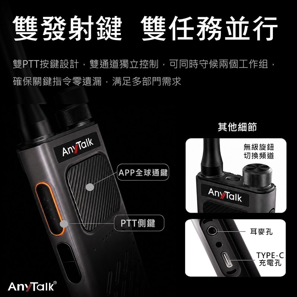 【AnyTalk】FRS-AT2APP 免執照無線對講機 一鍵對頻 頻道複製 Type-C充電 支援ZELLO-細節圖7