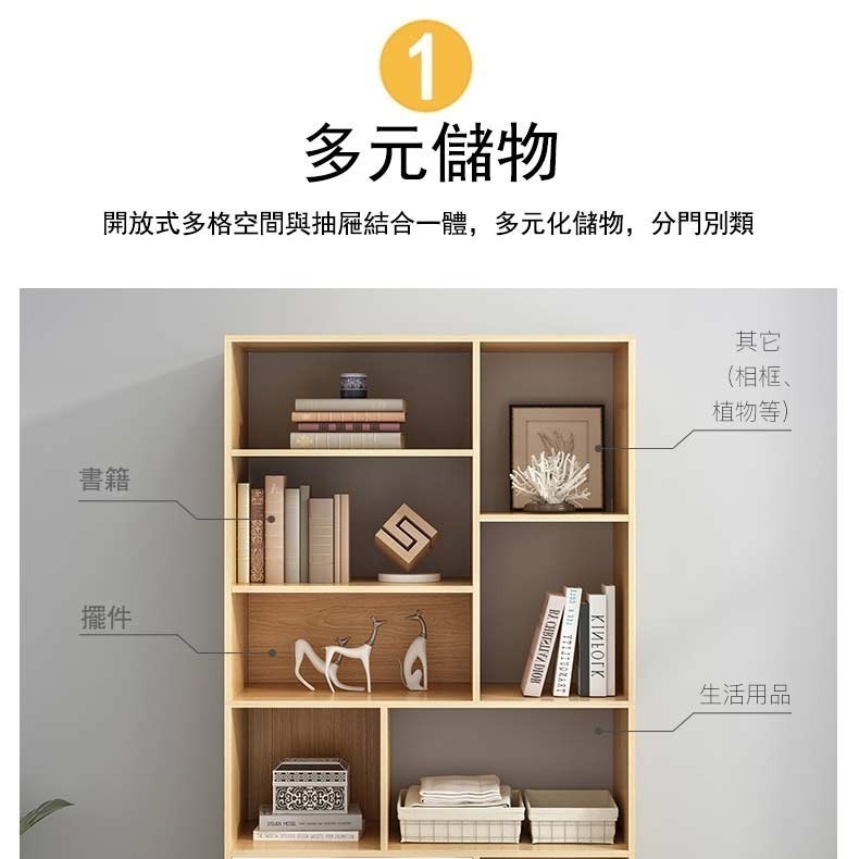 【E家工廠 003】書櫃 收納櫃 儲物櫃 書架 簡易書櫥 靠牆置物架 收納儲物層架 多功能展示櫃 可貨到付款-細節圖2