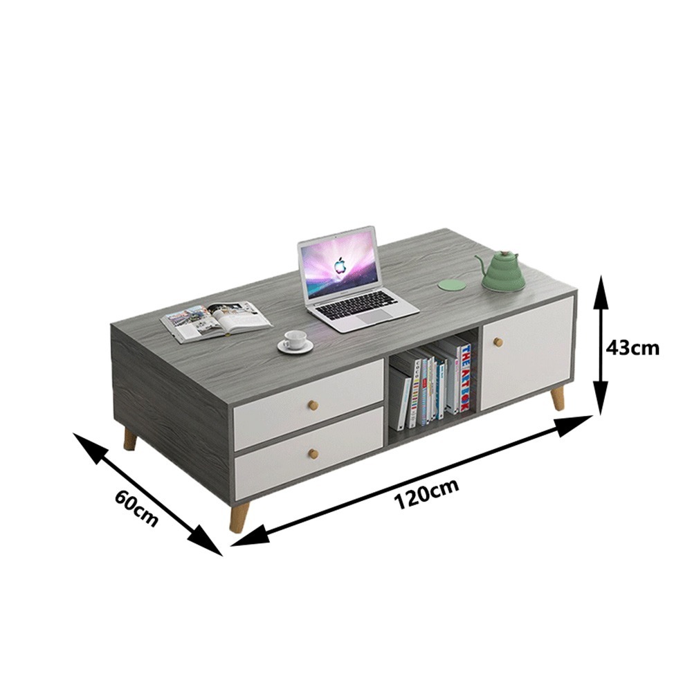 【E家工廠 042 】多功能收納茶几邊桌 咖啡桌 會客桌 日式和風客廳桌，簡單優雅，兩抽一門一格收納桌 可貨到付款-細節圖7