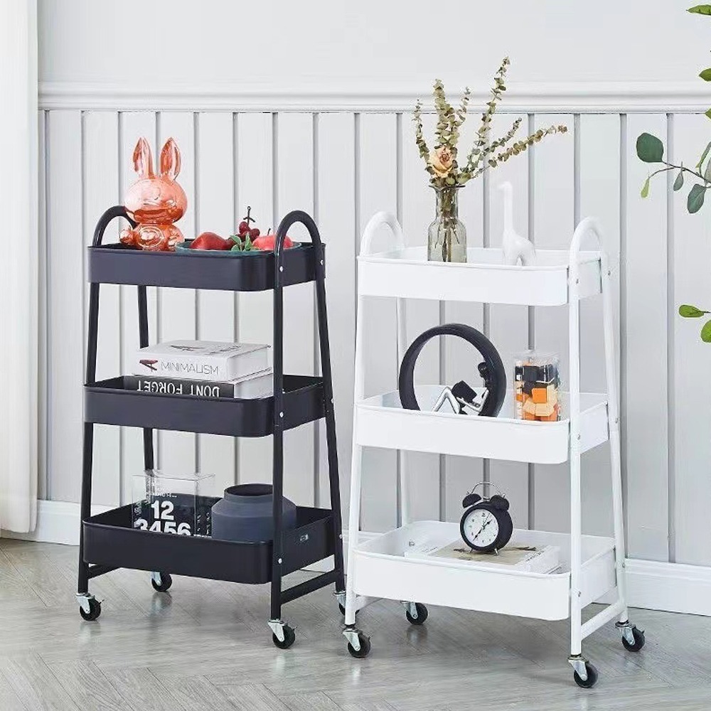 【E家工廠 166】北歐風置物籃手推車  收納推車 置物推車 置物架 廚房收納架 工具車 美容車 美髮工作車 可貨到付款-細節圖2