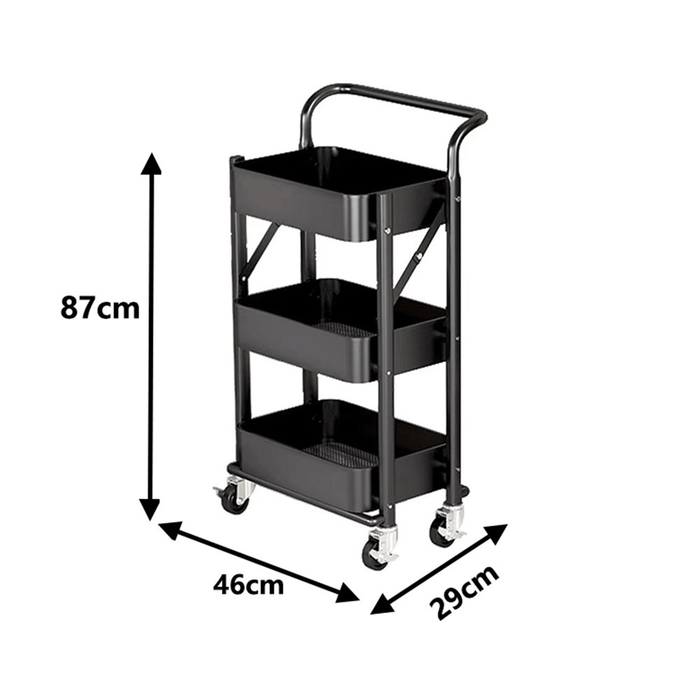 【E家工廠 224】升級款免組裝 三層推車 摺疊推車 置物架 層架 收納架 置物推車收納籃 收納推車 免運 可貨到付款-細節圖9