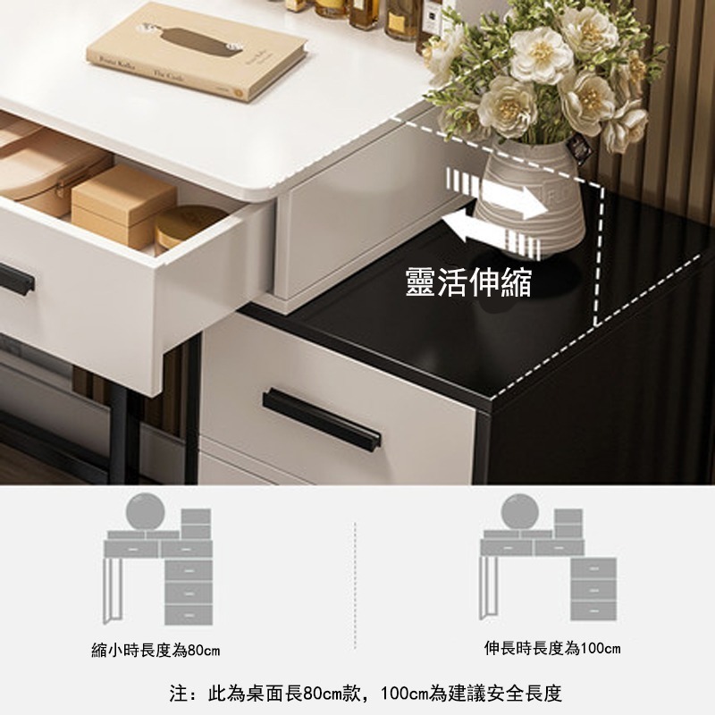 【E家工廠 259】 帶燈 化妝臺 大容量 化妝桌 梳妝桌 梳妝台 鏡台 收納化妝台 收納化妝桌 可貨到付款-細節圖2