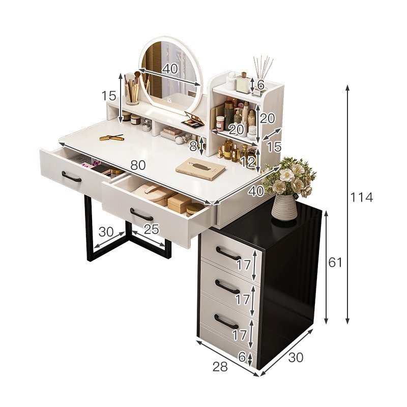 [台灣現貨259]  帶燈 化妝臺 大容量 化妝桌 梳妝桌 梳妝台 鏡台 收納化妝台 收納化妝桌 可貨到付款-細節圖7