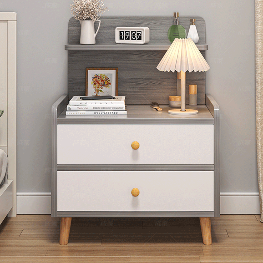 【E家工廠 291】床頭櫃 北歐床邊桌 小櫃子 雙抽收納床頭櫃 小型邊桌 臥室收納櫃 免運 可貨到付款-細節圖4