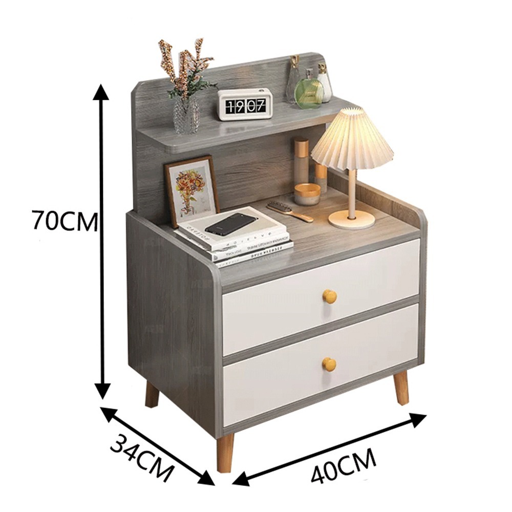 【E家工廠 291】床頭櫃 北歐床邊桌 小櫃子 雙抽收納床頭櫃 小型邊桌 臥室收納櫃 免運 可貨到付款-細節圖6