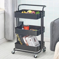 【E家工廠 400】收納推車 置物手推車 置物籃推車 置物架 廚房推車  廚房收納架 層架推車 三層推車 免運