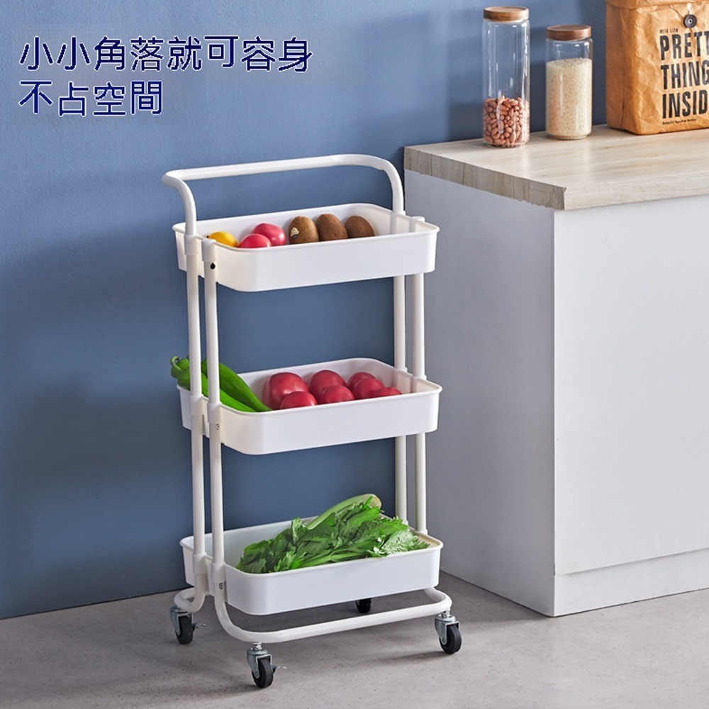 【E家工廠 400】收納推車 置物手推車 置物籃推車 置物架 廚房推車  廚房收納架 層架推車 三層推車 免運-細節圖4