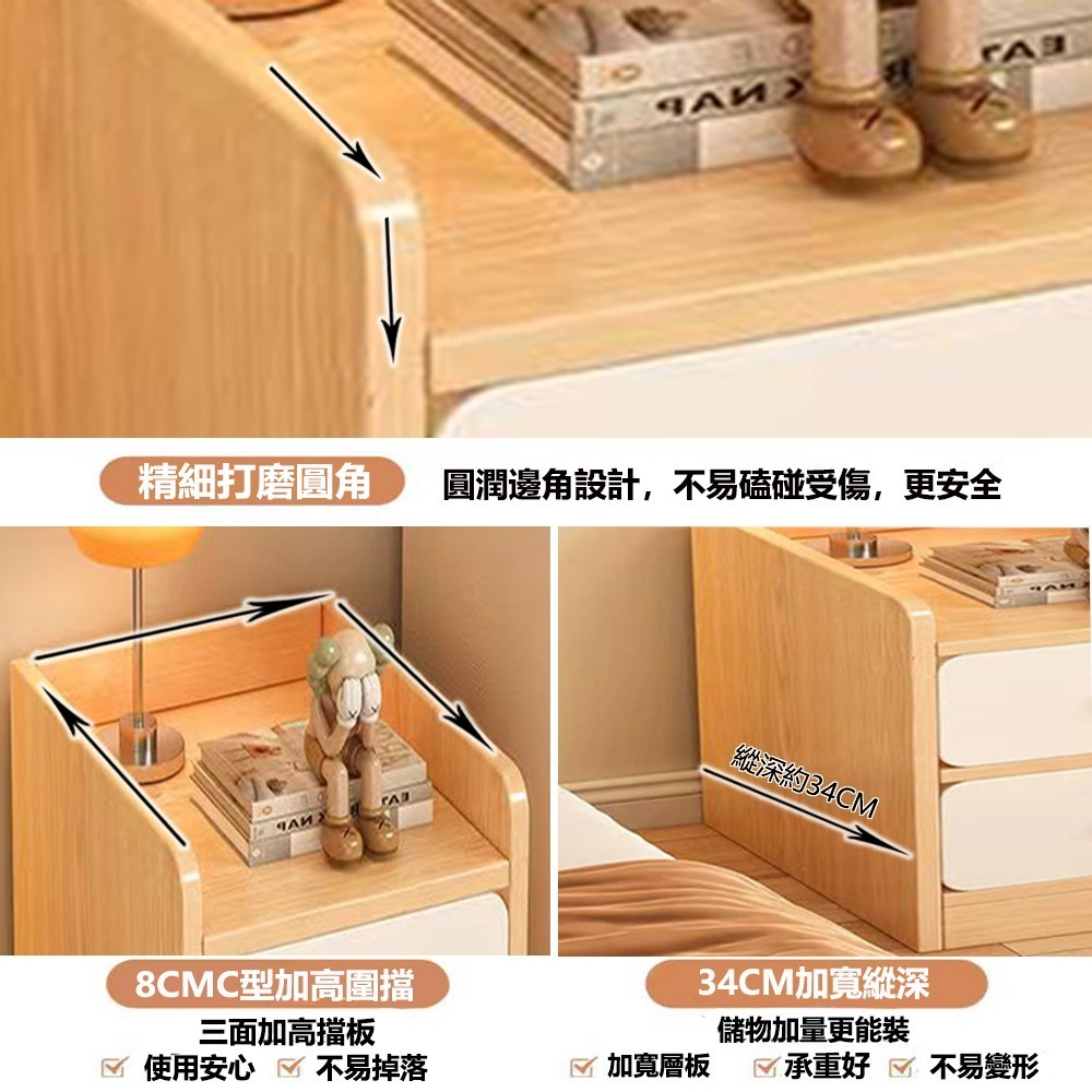 【E家工廠 112】床頭櫃  簡易床邊櫃 收納櫃 床邊桌 小型邊桌 雙抽床頭櫃 抽屜櫃 免運 可貨到付款-細節圖4