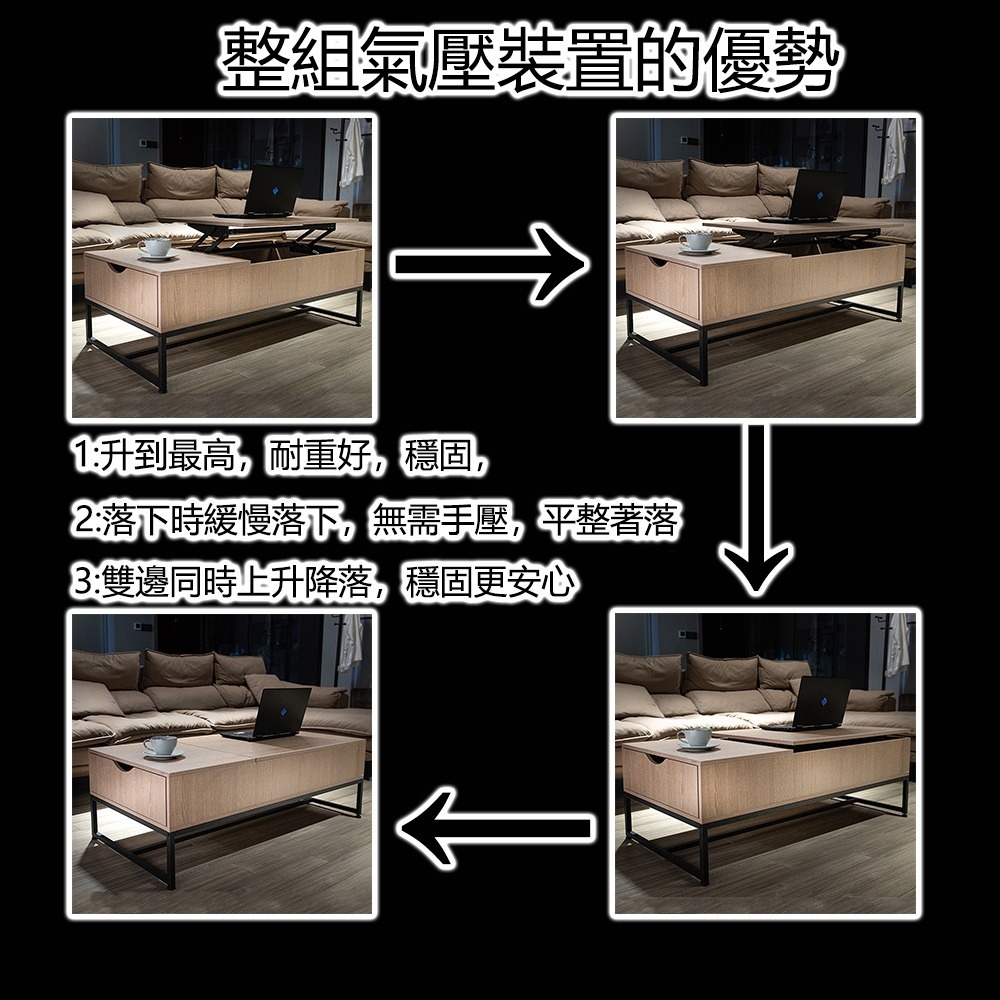 【E家工廠 123】升降茶几 茶几桌 邊桌 收納茶几 客廳茶几  客廳桌 客廳收納 咖啡桌 會客桌 茶几 免運-細節圖7