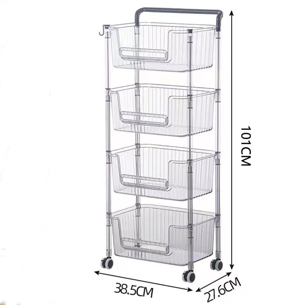 【台灣現貨099】 置物手推車 置物籃推車 置物架 廚房推車 收納推車 廚房收納架 層架推車 四層推車 免運-細節圖6