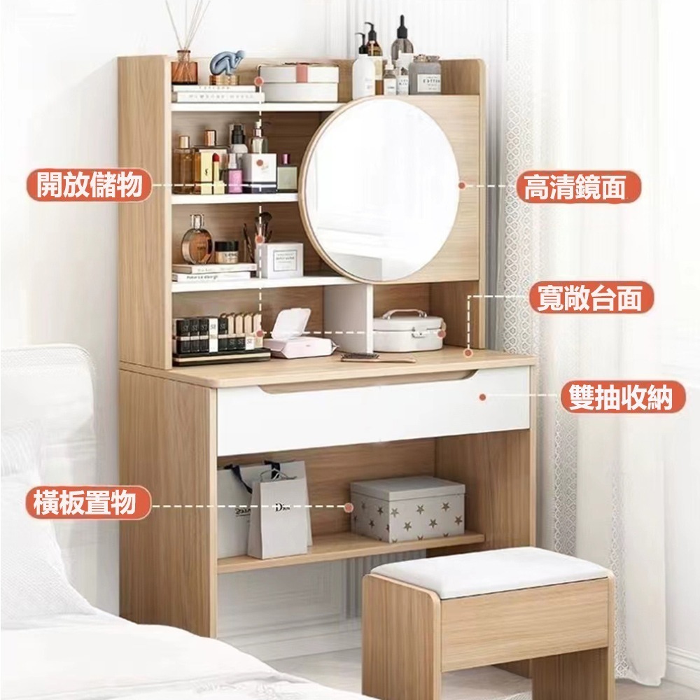 【E家工廠 064】北歐化妝桌 大容量 化妝台 梳妝桌 梳妝台 鏡台 收納化妝台 收納化妝桌 免運 可貨到付款-細節圖2