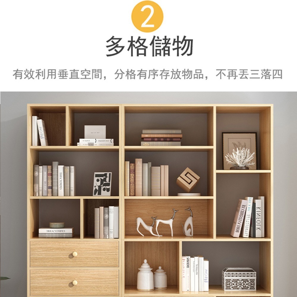 【E家工廠 002】書櫃 收納櫃 儲物櫃 書架 簡易書櫥 靠牆置物架 收納儲物層架 多功能展示櫃 可貨到付款-細節圖2