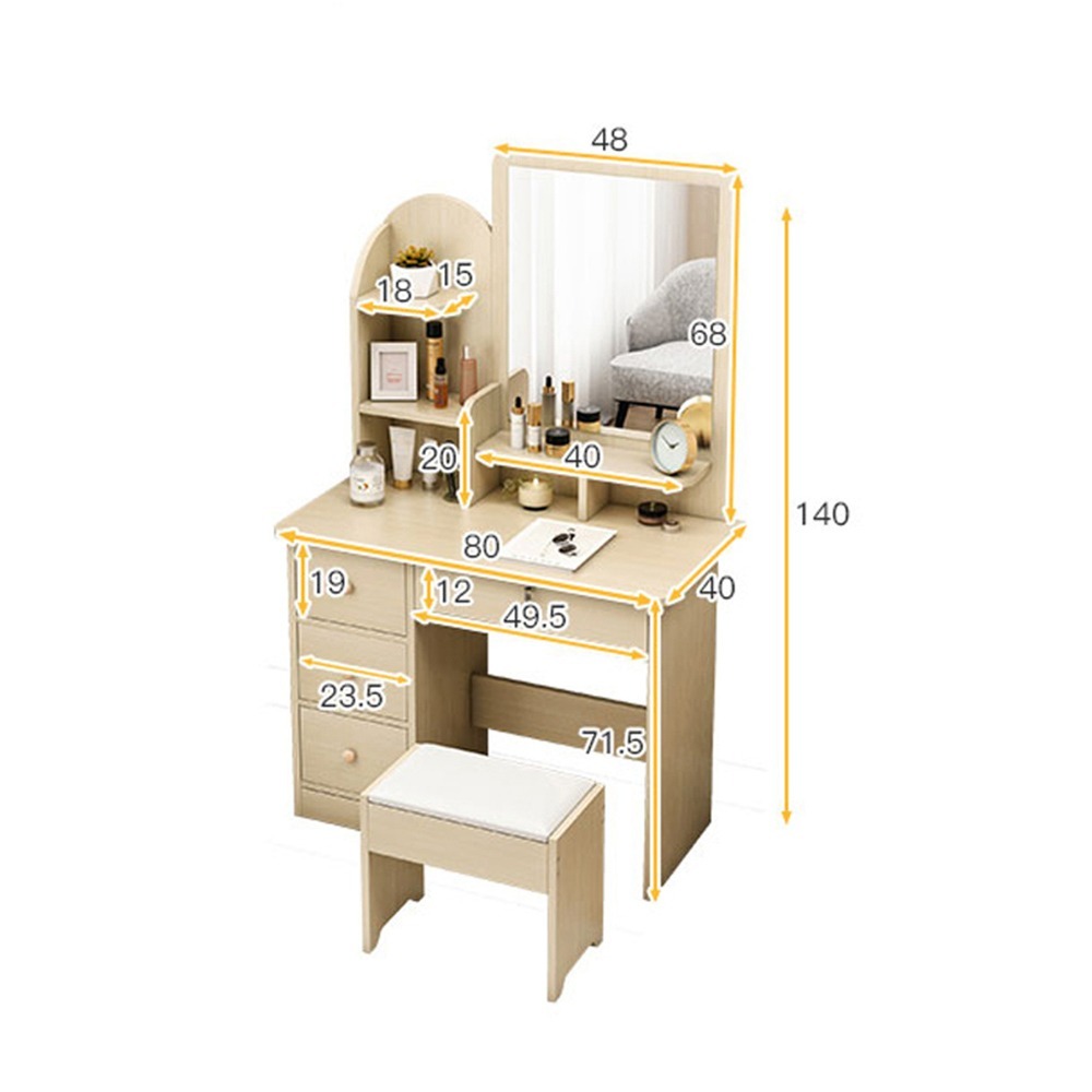 【台灣現貨 006】化妝桌  化妝臺  送化妝凳 大容量 化妝桌 梳妝桌 梳妝台 鏡台 收納化妝桌 免運 可貨到付款-細節圖6