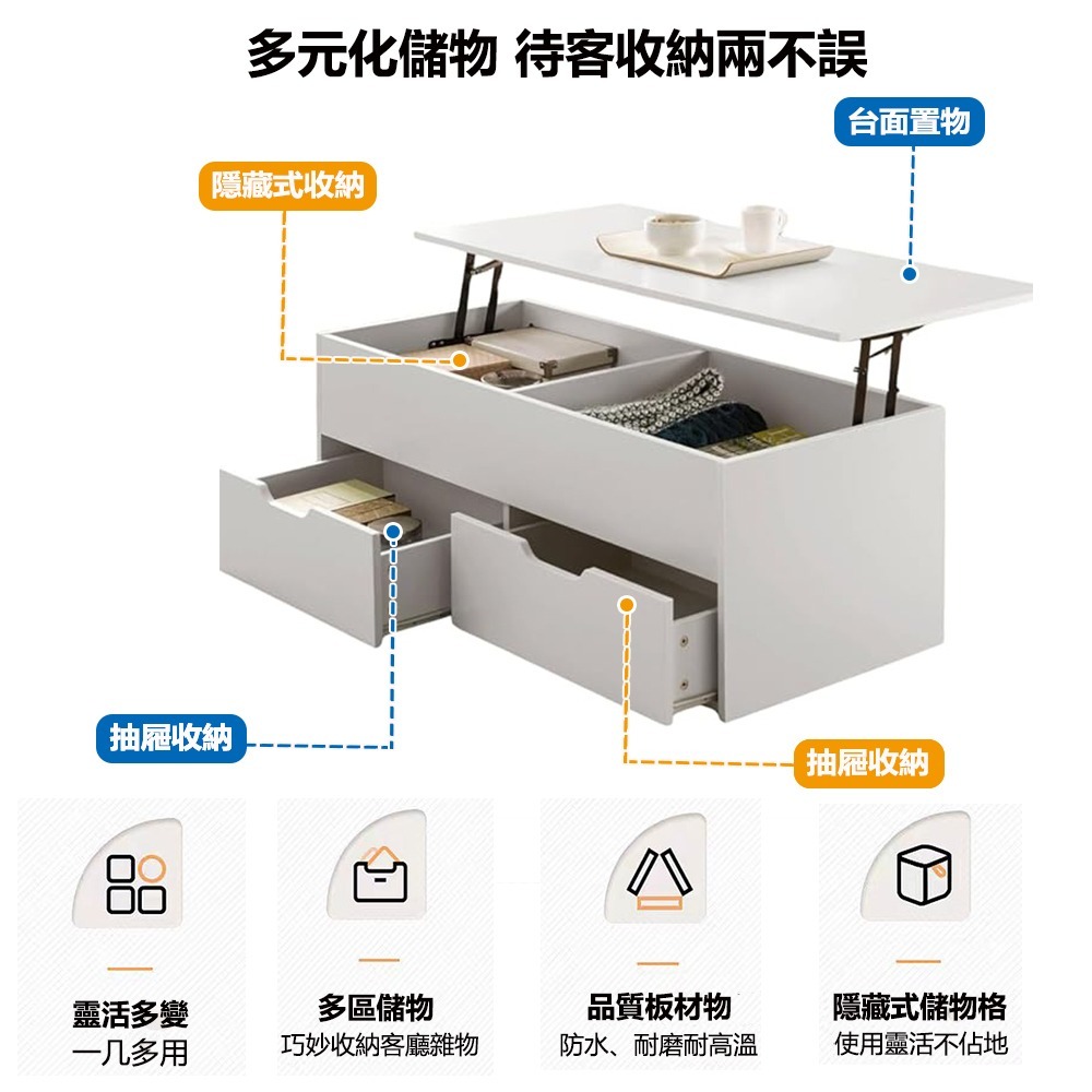 【E家工廠 032】升降茶几 茶几 客廳桌 收納茶几 邊桌 客廳茶几工作台 桌子茶几 手動升降 沙發桌 咖啡桌 免運-細節圖3