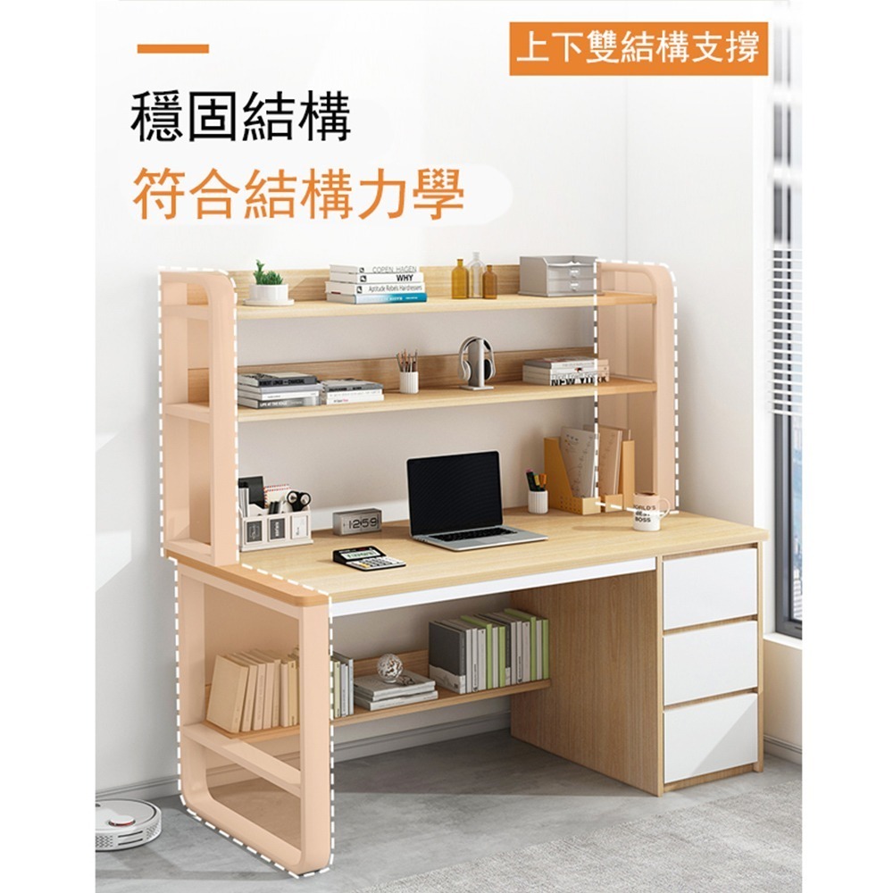 【E家工廠 041】書桌 電腦桌帶鍵盤架 工作桌 抽屜收納 DIY寫字桌 辦公桌 大桌面收納桌 免運 可貨到付款-細節圖4