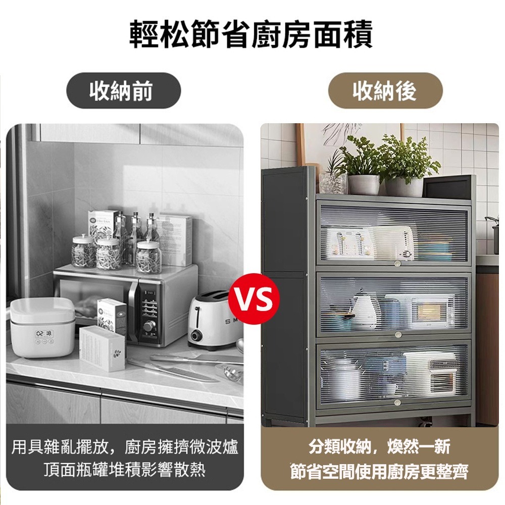 【E家工廠 085】廚房置物架 可移動廚房收納櫃 櫥櫃 防塵帶門儲物櫃  廚房櫃 餐邊櫃 碗碟收納櫃 微波爐架 免運-細節圖6