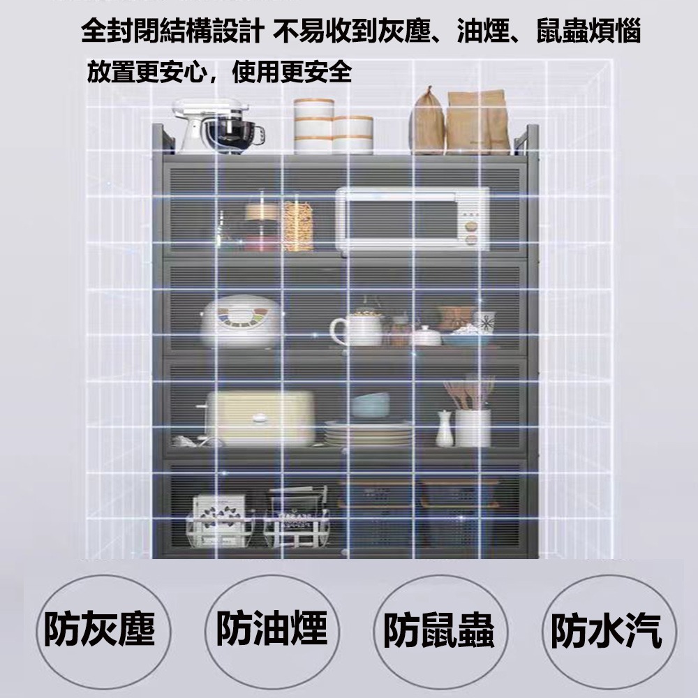 【E家工廠 085】廚房置物架 可移動廚房收納櫃 櫥櫃 防塵帶門儲物櫃  廚房櫃 餐邊櫃 碗碟收納櫃 微波爐架 免運-細節圖7