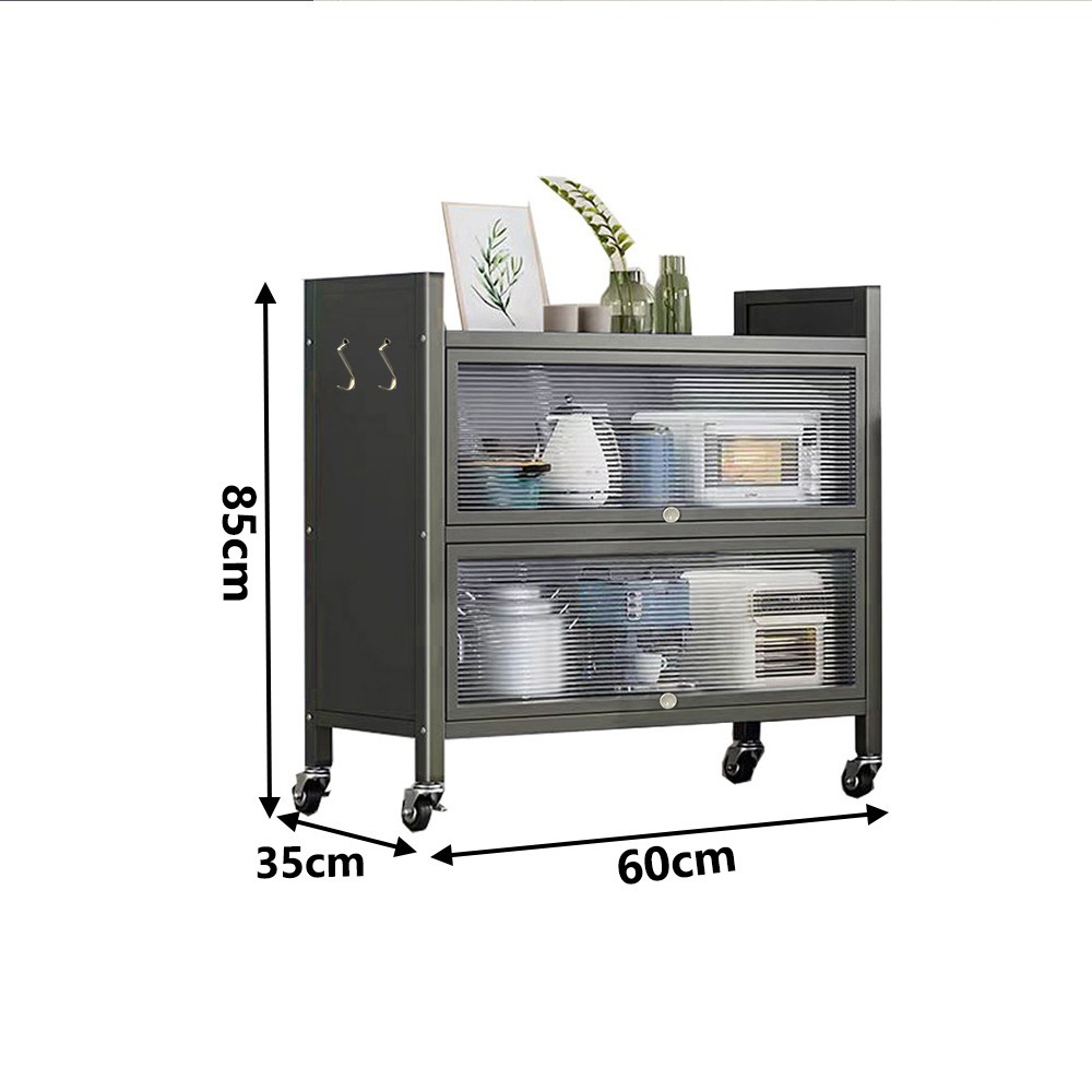 【E家工廠 085】廚房置物架 可移動廚房收納櫃 櫥櫃 防塵帶門儲物櫃  廚房櫃 餐邊櫃 碗碟收納櫃 微波爐架 免運-細節圖10