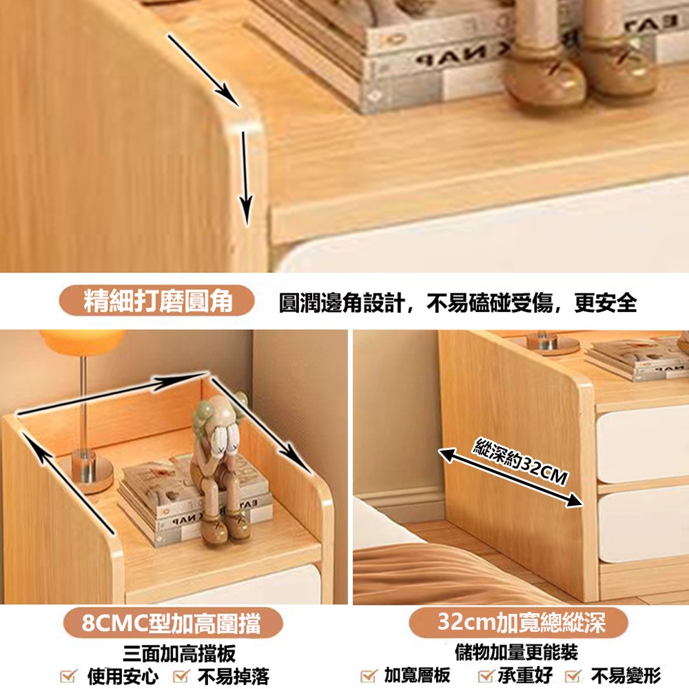 【E家工廠165】30公分雙抽床頭櫃 床邊桌 抽屜櫃 床頭櫃收納 床邊收納櫃 臥室收納櫃 小櫃子 免運 可貨到付款-細節圖4