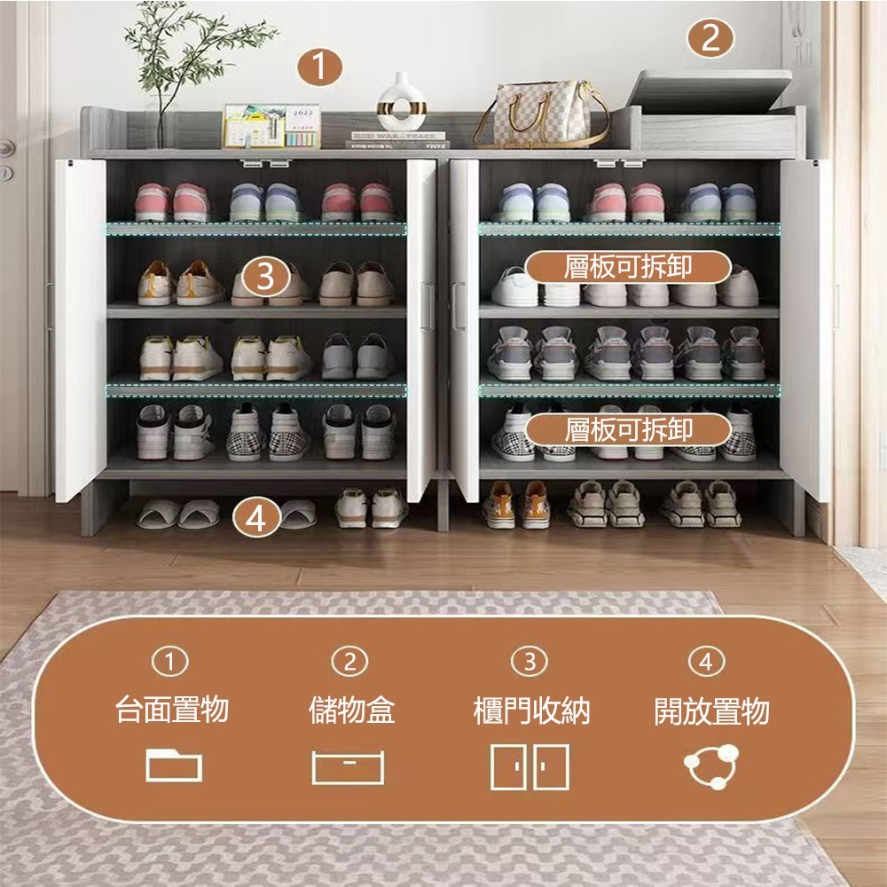 【E家工廠 220】鞋櫃 鞋架 玄關鞋櫃 四門鞋櫃 鞋櫃收納櫃 木質鞋櫃 玄關櫃 收納櫃 置物櫃 櫃子 免運 可貨到付款-細節圖3