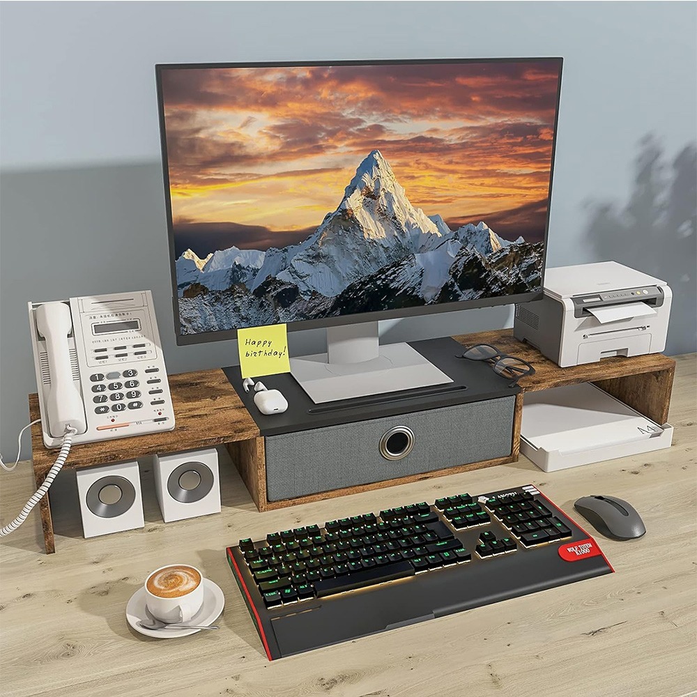 【E家工廠303】電腦增高架 桌上置物架 熒幕架 熒幕增高架 電腦熒幕架 增高架帶抽屜 電腦架 置物架 免運 可貨到付款-細節圖2