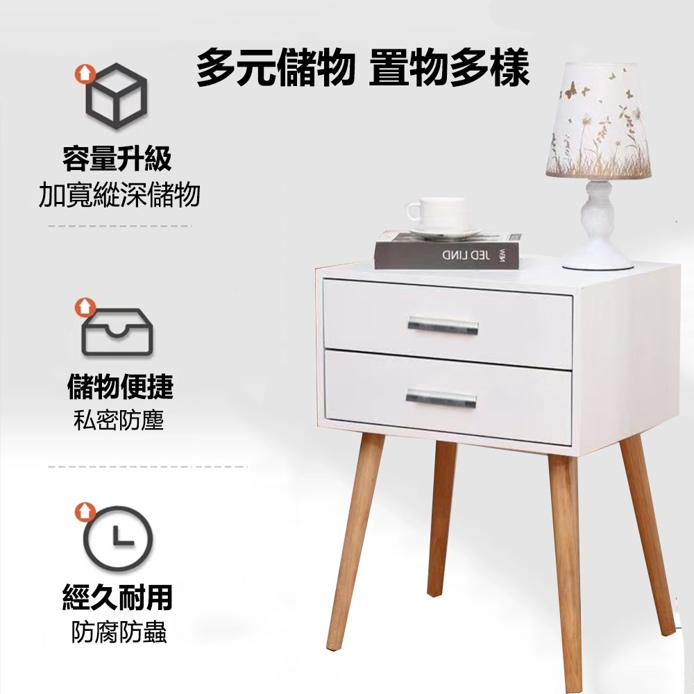【E家工廠 436】床頭櫃  雙抽床頭櫃 造型床邊櫃 收納櫃 床邊桌 小型邊桌 抽屜櫃 免運 可貨到付款-細節圖5