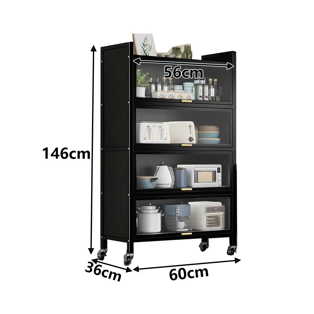 【E家工廠318】廚房置物架 可移動廚房收納櫃 櫥櫃 防塵帶門儲物櫃  廚房櫃 餐邊櫃 碗碟收納櫃 微波爐架 免運-細節圖7