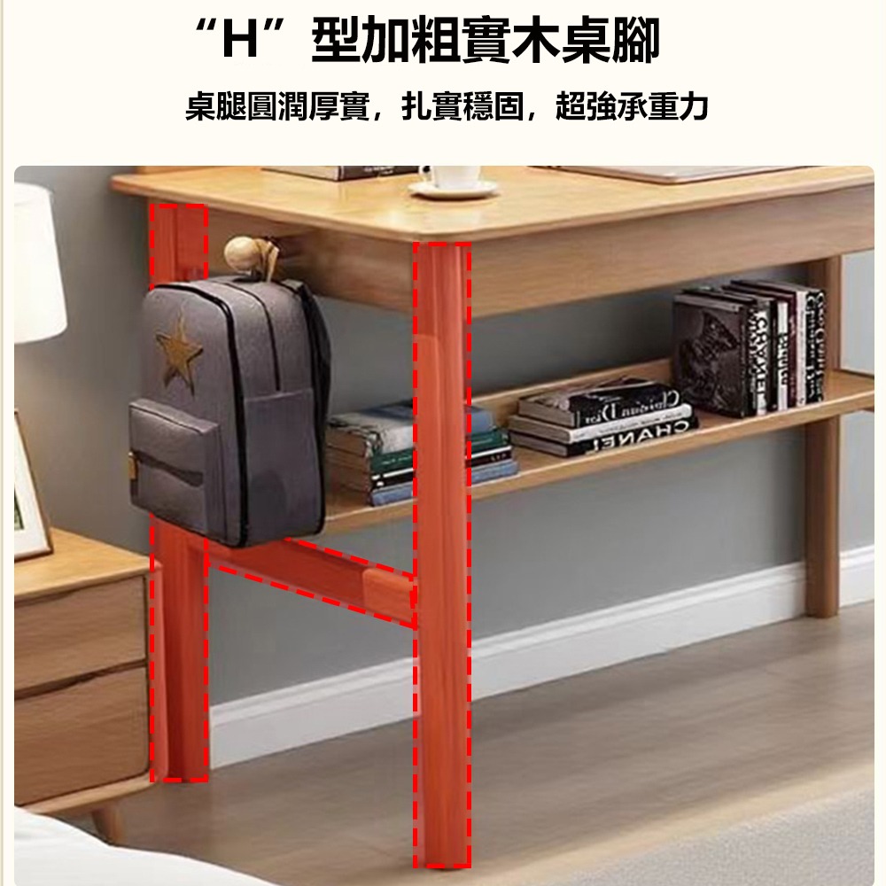 【E家工廠008】全實木書桌 80公書桌電腦桌 櫃體整裝僅需裝腳 學生桌 工作桌 抽屜收納 免運-細節圖4