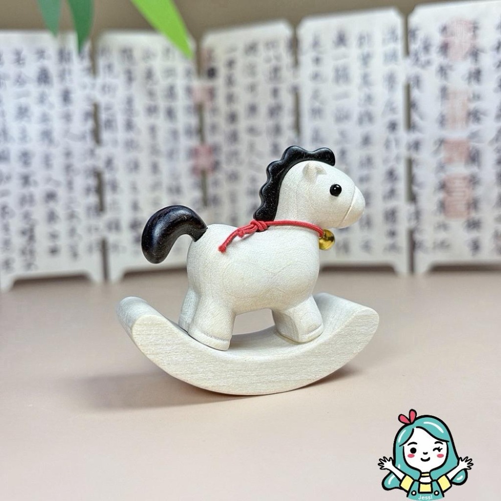 全新｜洛克馬 擴香擺件 櫸木雕刻搖搖木馬擺件 馬到成功 辦公 桌面裝飾品 小擺件-細節圖3