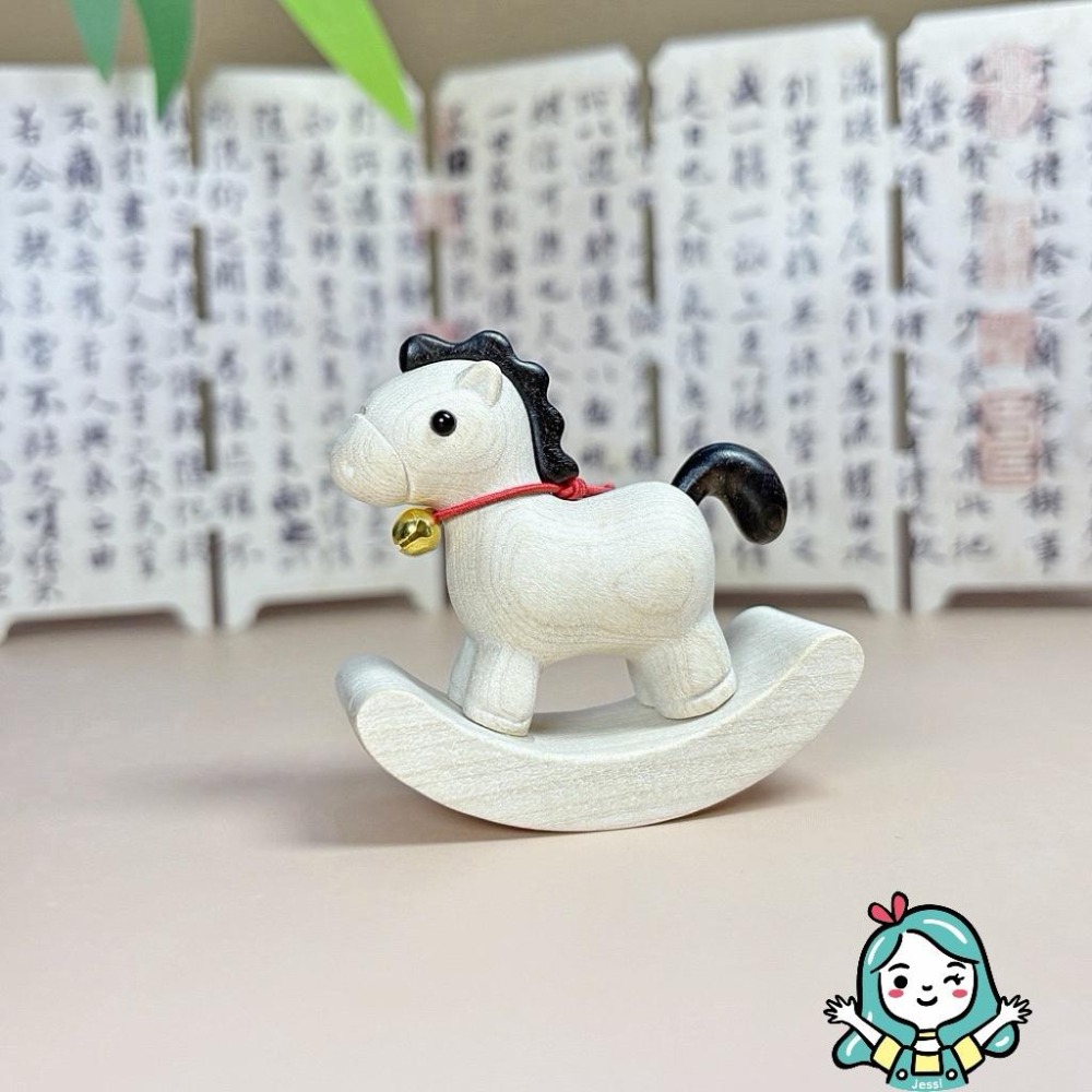 全新｜洛克馬 擴香擺件 櫸木雕刻搖搖木馬擺件 馬到成功 辦公 桌面裝飾品 小擺件-細節圖4