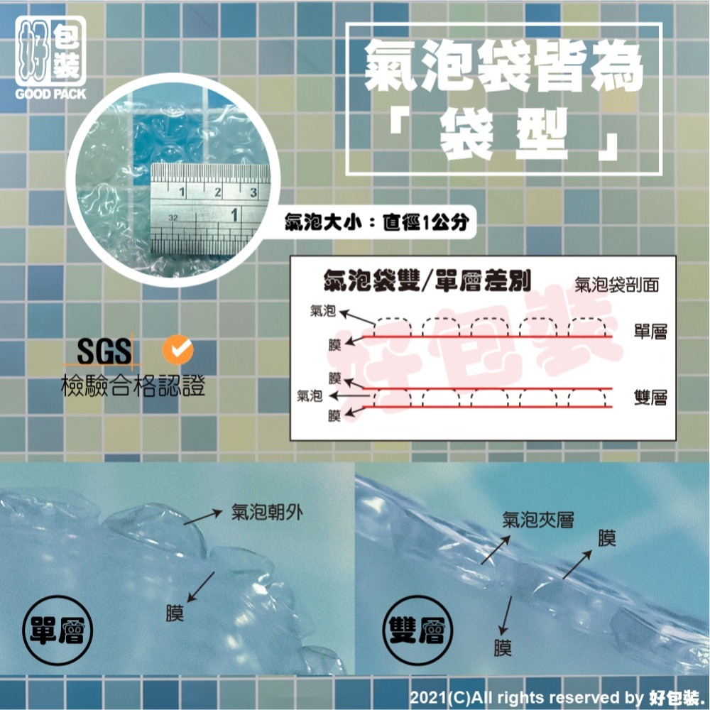 【好包裝】藍綠色氣泡袋 環保氣泡袋 再生料認證 台灣製 SGS認證 氣泡紙 泡泡紙 網拍包材 賣家必備 防撞 防摔 安全-細節圖3