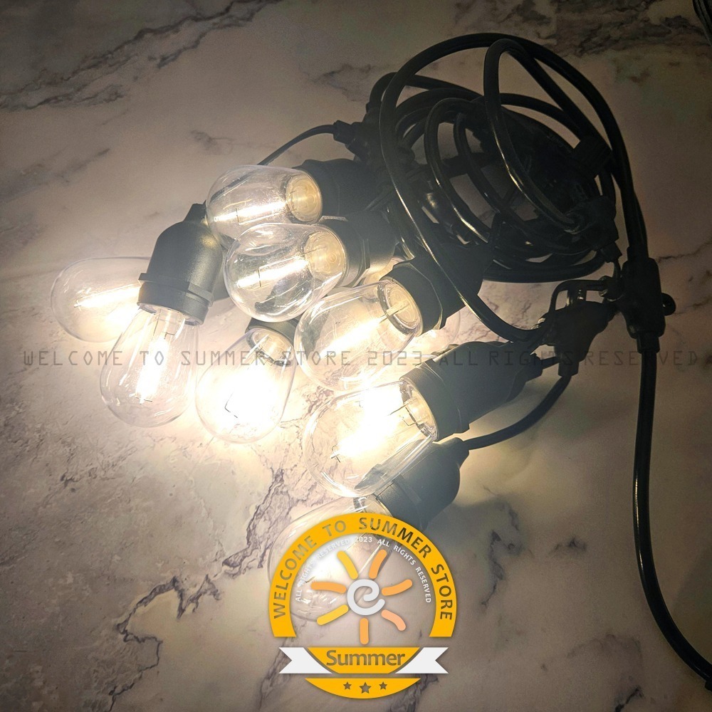 【台灣現貨】S14燈串 5米/10米 E27戶外防水燈帶 台灣專用插頭 加粗防扯 露營燈串 S14燈泡 庭院佈置-細節圖6