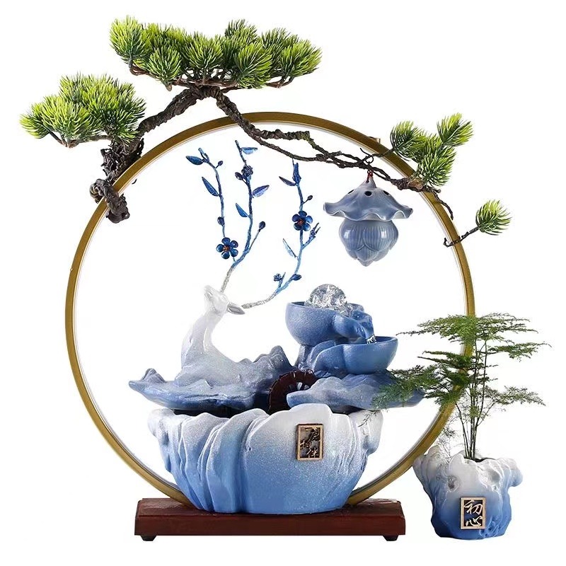 風水擺件 陶瓷 招財循環流水鹿擺件 創意家居 客廳 桌面 辦公室 噴泉 開業喬遷禮品-細節圖5