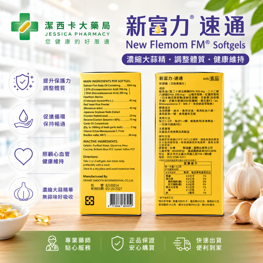 新富力-速通軟膠囊 //  New Flemon FM® Softgels 60＇S 清倉出清-細節圖3