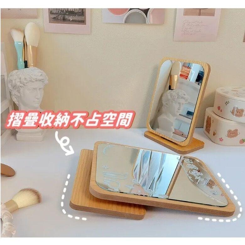 木質高清折疊調節立鏡 鏡子 立鏡 折疊鏡子 調節鏡子 折疊立鏡 木質鏡子 木鏡子 【過生活】-細節圖7