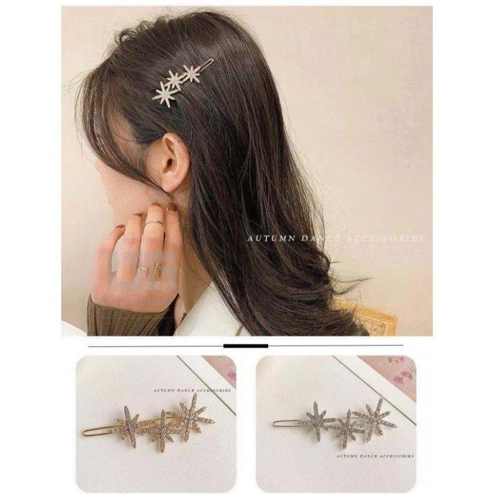 雪花水鑽夾邊髮夾 髮夾 髮飾 水鑽髮夾 【過生活】-細節圖2