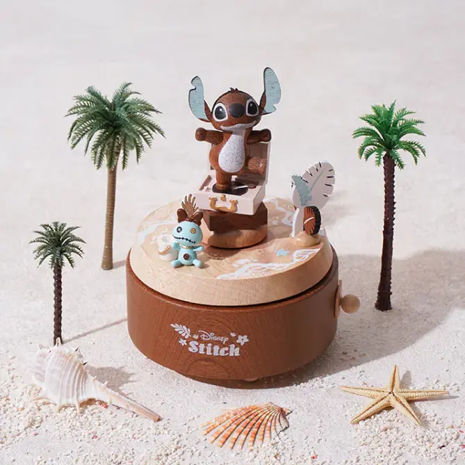 過生活IP訂購 迪士尼 Disney 史迪奇 Stitch  造型木質旋轉音樂鈴 音樂盒 11411-細節圖4
