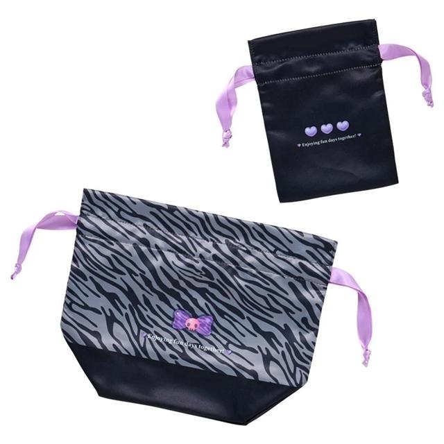 過生活IP訂購 三麗鷗 緞面束口袋2入組 動物紋 動物派對 HelloKitty 大耳狗 酷洛米 11410-細節圖5