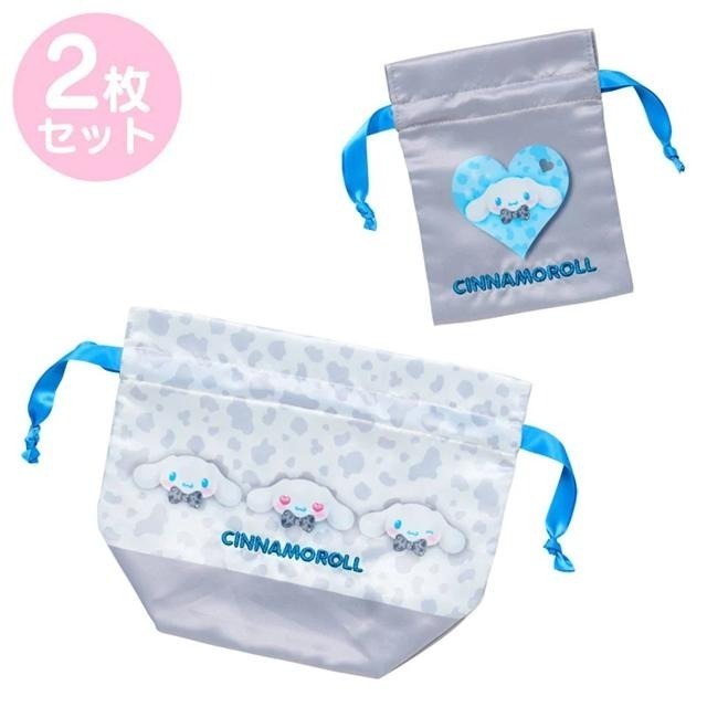 過生活IP訂購 三麗鷗 緞面束口袋2入組 動物紋 動物派對 HelloKitty 大耳狗 酷洛米 11410-細節圖6