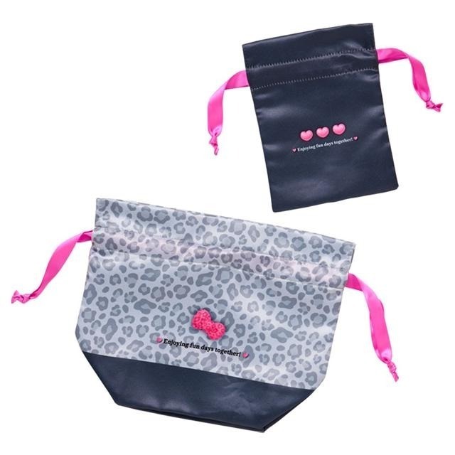 過生活IP訂購 三麗鷗 緞面束口袋2入組 動物紋 動物派對 HelloKitty 大耳狗 酷洛米 11410-細節圖9