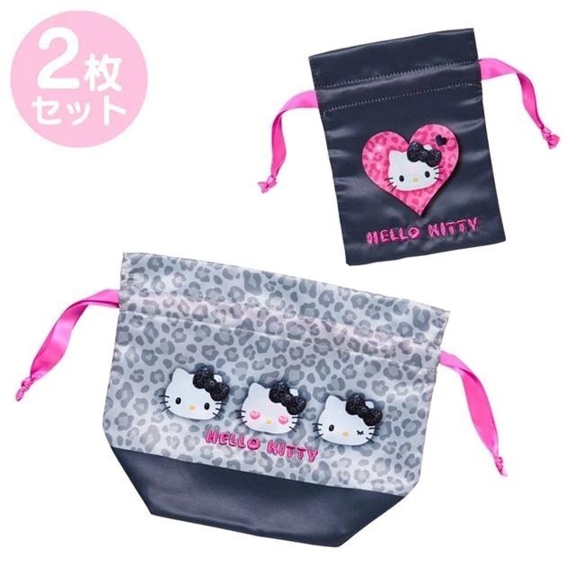 過生活IP訂購 三麗鷗 緞面束口袋2入組 動物紋 動物派對 HelloKitty 大耳狗 酷洛米 6633R-細節圖8