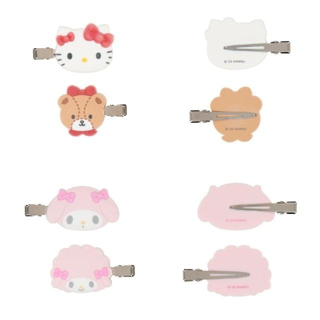 過生活IP訂購 三麗鷗 植絨造型髮夾2入組 好友大臉款 HelloKitty 美樂蒂 大耳狗 酷洛米 花小兔 11410-細節圖4