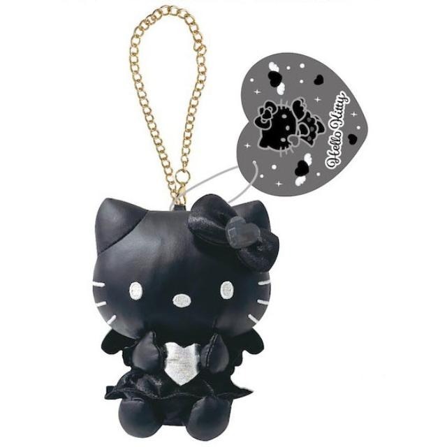 過生活IP訂購 三麗鷗 HelloKitty 凱蒂貓 皮質玩偶吊飾 黑天使 黑 灰階黑天使系列 11410-細節圖3