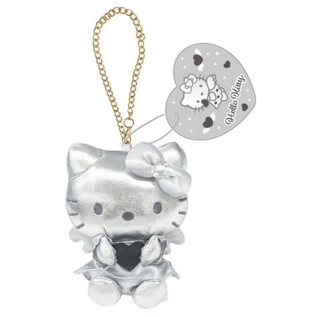過生活IP訂購 三麗鷗 HelloKitty 凱蒂貓 皮質玩偶吊飾 黑天使 黑 灰階黑天使系列 11410-細節圖5